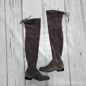 ABCD Boots Kaitlyn Pan Over the Knee Tie Brown Microsuede Size 6